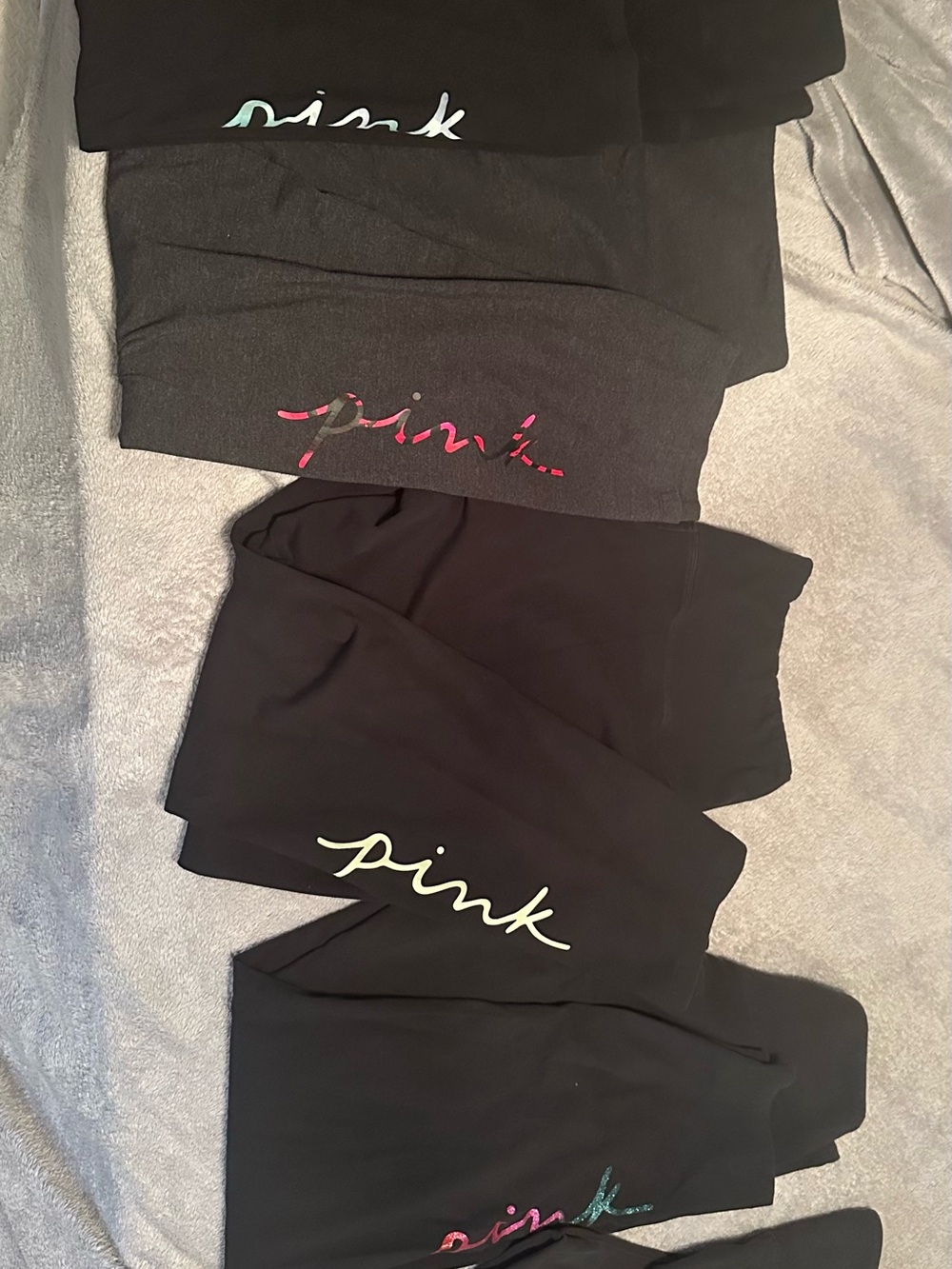PINK Victoria's Secret Black Leggings with Multicolor Logo lot SZ XXL